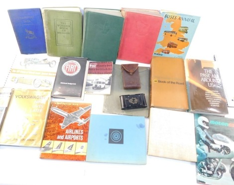 A group of automobile books and accessories, comprising the Wonder Book of Machinery, Fiat by Michael Sedgwick, The BP Book of World Land Speed Records, Illustrated Motor Cars of The World by Collins, Readers Digest Book of the Road, The Past and All Arou