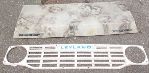 A Morris 1.7HLS car boot, 126cm wide, and a Leyland grill. (2)