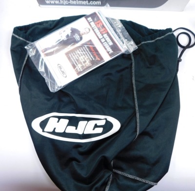 A HJC motorcycle helmet, boxed, with carry bag and gloves. - 5