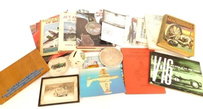 Various Automobilia, Walls (John) Rushton Aircraft Production souvenir aeroplane pamplet, car ash tray, various other related ephemera, The Great Cars, The Jet Aircarft of the World, various other ephemera, collectables, etc. (a quantity)