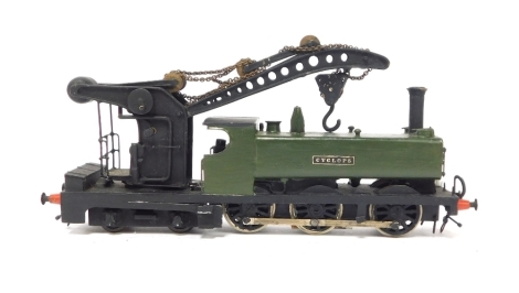 A kit built OO gauge crane pannier tank locomotive, GWR green livery, 0-6-4PT, 17.