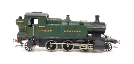 A kit built OO gauge Churchwood Class 44XX locomotive, GWR green livery, 2-6-2T, 4400.