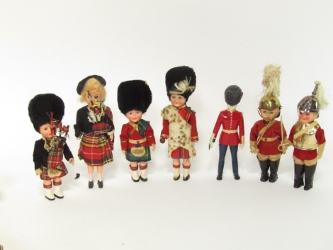 Collectors and other dolls, comprising a ceramic doll, Scottish collector's dolls, cloth patches, etc. (a quantity)