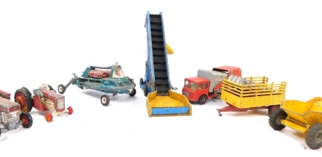 Dinky, Budgie and other die cast vehicles, play worn, to include Matchbox Superkings refuse truck, The Londonder Bus, Dinky Joe's Car, etc. (a quantity)