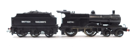 A kit built OO gauge Johnson Class 2781 locomotive, BR black livery, 4-4-0, 40741, with associated box.