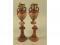 A pair of Minton brown glazed candlesticks