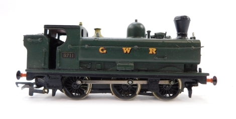 A kit built OO gauge Collett 57XX Class locomotive, GWR green livery, 0-6-0, 5711, with associated box.