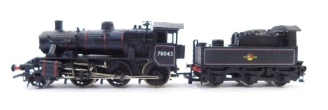 A kit built OO gauge Riddle Standard Class 2 locomotive, BR lined black livery, 2-6-0, 78043, with associated box.