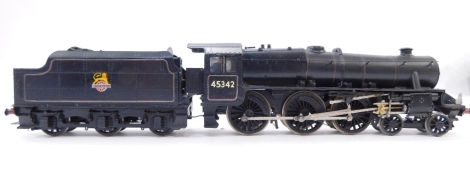 A kit built OO gauge Scania 5MT Black 5 locomotive, BR lined black livery, 4-6-0, 45342, with associated box.