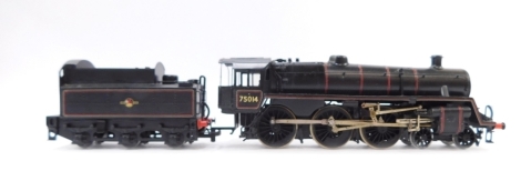 A kit built OO gauge Riddle Standard Class 4 locomotive, BR lined black livery, 4-6-0, 75014, with associated box.