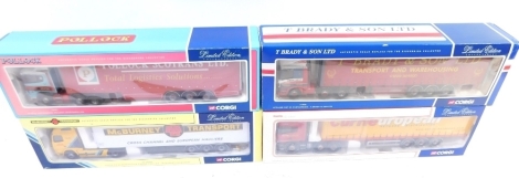 Various Corgi 1:50 scale die cast lorries, to include T Brady and Sons, Currie European, etc., boxed. (4)