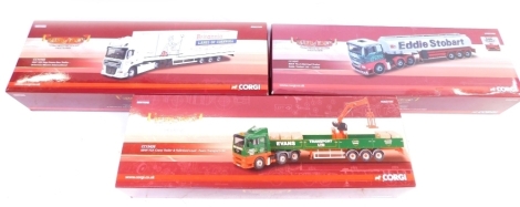 Various Corgi 1:50 scale die cast lorries, to include Hauliers of Renown, Eddie Stobart, Brittania, etc., boxed. (3)