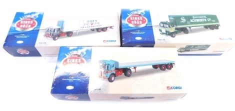 Various Corgi Kings of the Road 1:50 scale die cast lorries, to include Pollock CC15204, Gibbs, etc., boxed. (3)