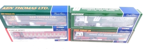 Various Corgi 1:50 scale lorries, to include Eddie Stobart, Ken Thomas, etc., boxed. (4)