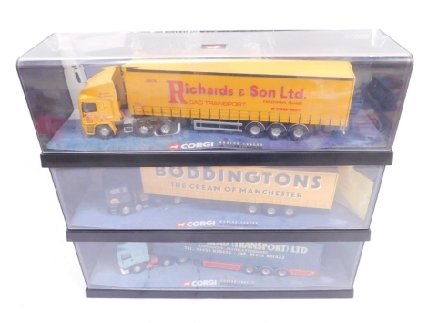 Various Corgi modern trucks 1:50 scale die cast lorries, Richards and Son, boxed. (3)