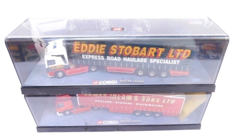 Various Corgi modern truck 1:50 scale die cast lorries, to include Eddie Stobart and James Irlam and Son Limited, boxed. (2)