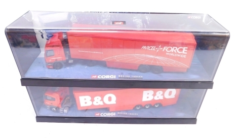 Various Corgi modern truck 1:50 scale die cast lorries, to include Parcel Force and B&Q, boxed. (2)