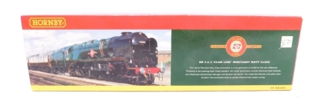 A Hornby OO gauge locomotive and tender, Clan Line Merchant Navy Class, R2169.