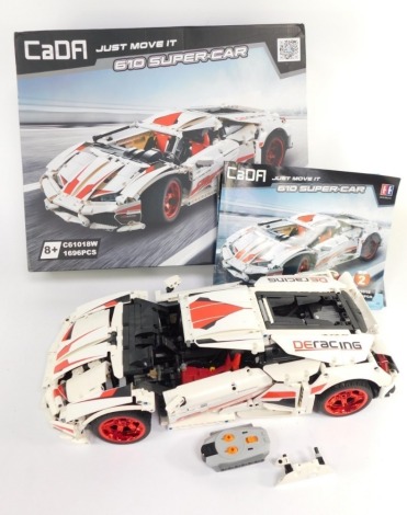 A Double E Cada car set, C61018W, built with instructions, boxed.