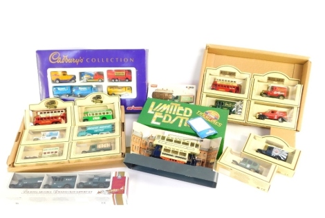 Various die cast, to include Corgi Bachelor's peas advertising van, limited edition Corgi tram lines and other boxed multi vehicle sets, etc., boxed. (a quantity)