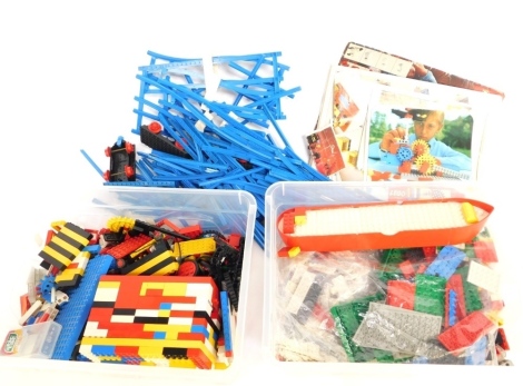 Lego, various books, loose pieces, part sets, blocks, partial buildings, etc. (a quantity)