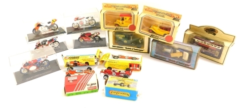 Die cast vehicles, to include Days Gone, Corgi Ducatti motorcycles, etc., boxed and loose. (13)