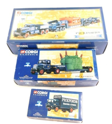 Three Corgi Classics Limited Edition 1:50 scale lorries, to include Pickfords van 22701, etc., boxed. (3)