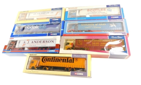 Seven Corgi Limited Edition 1:50 scale lorries, to include Scotlee, Knight's of Old, some limited edition, etc., boxed. (7)