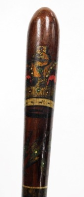 A Victorian turned wooden police truncheon, painted with a crown and cipher, 45cm wide. - 2