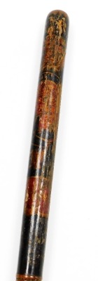 A William IV turned wood and ebonised police truncheon, painted with a full coat of arms beneath an imperial crown and WivR and banner with 'Constable', 49cm wide. - 2