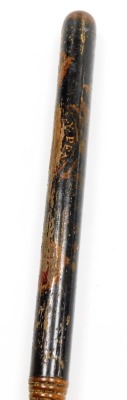 A William IV turned wood and ebonised police truncheon, painted with a full coat of arms beneath an imperial crown and WivR and banner with 'Constable', 49cm wide. - 3
