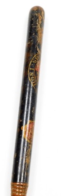 A William IV turned wood and ebonised police truncheon, painted with a full coat of arms beneath an imperial crown and WivR and banner with 'Constable', 49cm wide. - 4