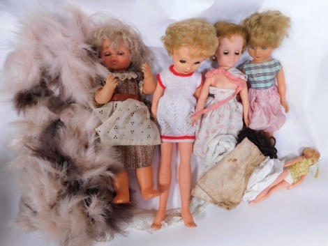 Various dolls and dolls accessories, clothing. (a quantity)