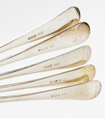 A set of five Old English pattern silver table forks, Walker & Hall, Sheffield 1961, 12½oz. - 2