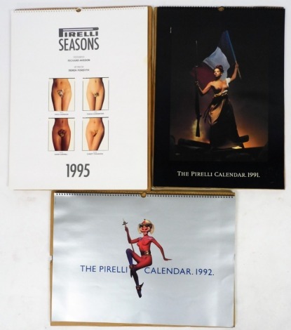 Three Pirelli calendars, for 1991, 1992 and 1995.