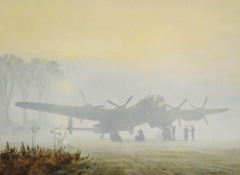 After Gerald Coulson. Off Duty, Lancaster At Rest, print, 56cm x 76cm.