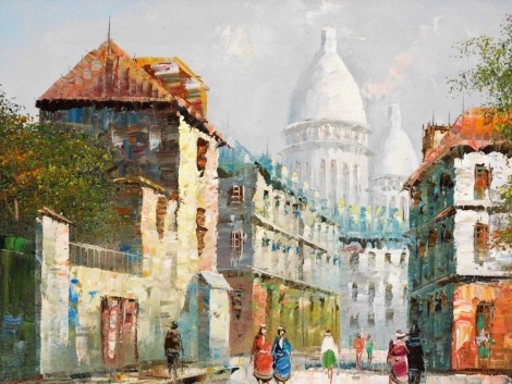 T. Carson (20thC School). Parisian street scene, oil on canvas, signed, 29cm x 39cm.