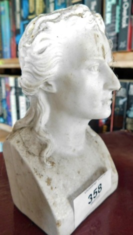 A small Parian bust, impressed mark FR. Von Schiller, 10cm high. This lot is situated in 14 East St, Horncastle, LN9 6AZ for Viewing on Tuesday 5th July 10am to 2pm with collection strictly restricted to Friday 8th July.