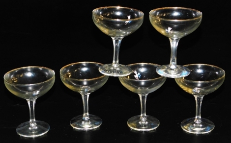 A set of six 1950s Babycham glasses.