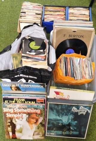 Various 45rpm singles, to include Jimmy Osmond, various children's nursery rhymes, some LP records, to include Frankie Vaughan, Danny La Rue, Guy Mitchell, Ken Dodd, 468 etc. (a quantity)