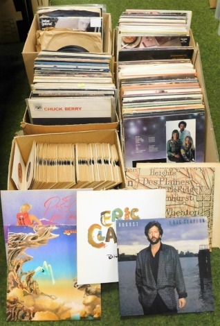 Various LP records, to include Chuck Berry, Eric Clapton, Jimmy Hendrix, music from Woodstock, Band on the Run, some 45rpm singles, to include Bob Dylan, The Supremes, Subterranean, cassettes, etc. (a quantity)