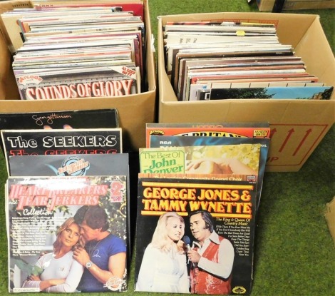 Various LP records, to include The Beatles Abbey Road, country music, Johann Strauss, Paul Simon, Star Wars sound track, etc. (4 boxes)