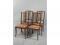 A set of four Edwardian stained beech and line inlaid salon chairs