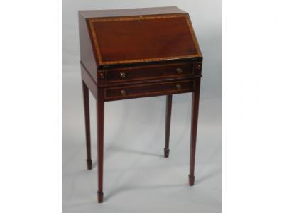 An Edwardian mahogany and satinwood cross banded bureau