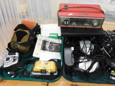 Various mobile phones to include Samsung, cameras, headphones, Roberts radio, Silvercrest digital audio player, Now TV remote, Hitachi Freeview player, etc. (3 trays and loose) Buyer Note: WARNING! This lot contains untested or unsafe electrical items. It - 2