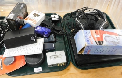 Various mobile phones to include Samsung, cameras, headphones, Roberts radio, Silvercrest digital audio player, Now TV remote, Hitachi Freeview player, etc. (3 trays and loose) Buyer Note: WARNING! This lot contains untested or unsafe electrical items. It - 3