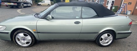 A Saab Convertible, Registration W554 URP, V5 present, odometer reading 122,045 miles, two keys, new battery fitted, LPG duel fuel system, automatic, new turbo, service history and paperwork.