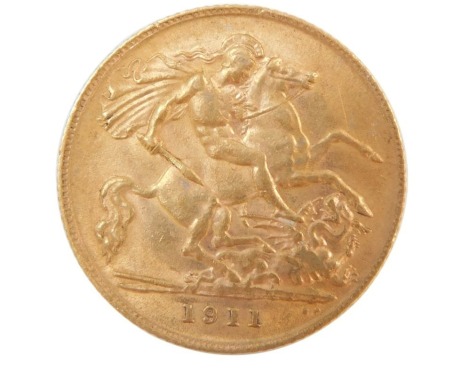 A George V half gold sovereign dated 1911.