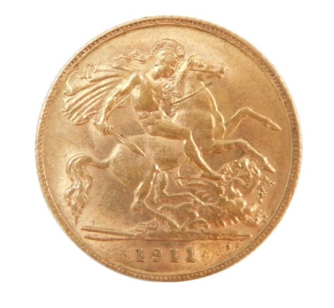 A George V half gold sovereign dated 1911.