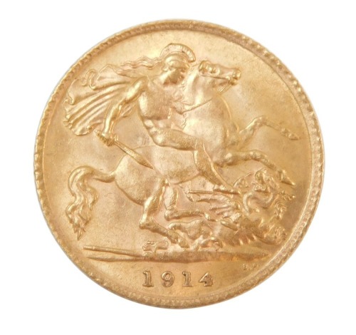 A George V half gold sovereign dated 1914.